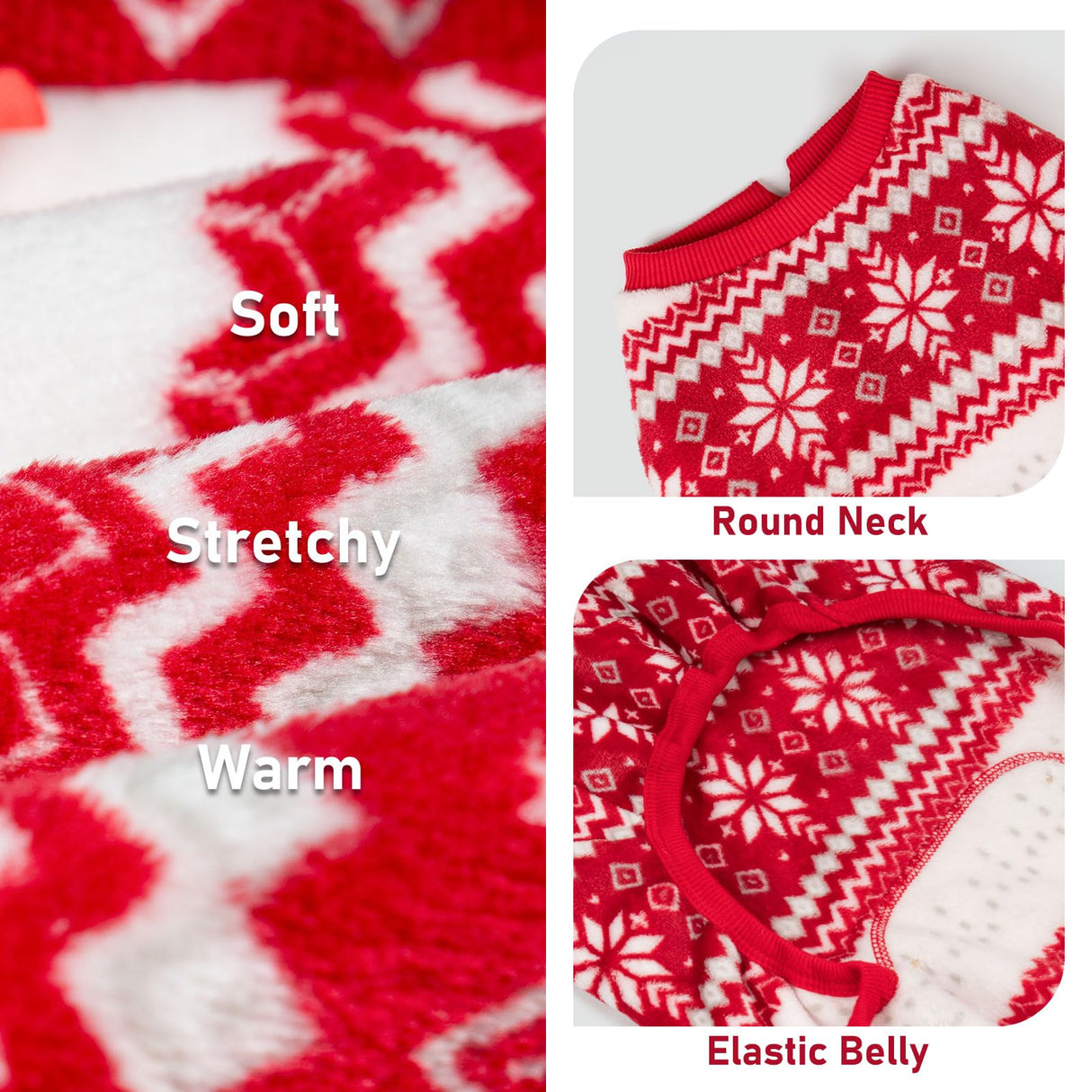 KYEESE Dog Christmas Pajamas, Holiday Dog Pajamas for Small Dogs with Snowflake Pattern, Warm Fleece Cat Onesie Cozy Christmas Outfit for Puppy Kitten Xmas Sweater Pet Jumpsuit, Small
