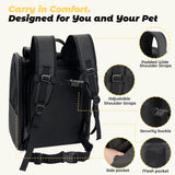 Zavothy Cat Backpack Carrier, Expandable Airline Approved Pet Backpack for Small Cats & Dogs, Breathable Mesh Cat Carrier Backpack with Padded Bottom, Foldable Travel Bag – Black