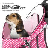Pink Dog Stroller for Medium Dogs 30 lbs Pet Stroller for Small Dogs Cat Strollers for 2 Cats, 3 Wheels Foldable Jogger Puppy Stroller with Storage Basket and Cup Holder, Pink Polka Dots