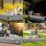 Sytopia 36 Inch Canvas Indestructible Outdoor Dog Bed for Large Dogs, Waterproof Washable Removable Cover, Indoor Patio Pet Pad for Crate, Light Grey