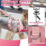 EXPAWLORER Cute Dog Harness, Pink Girl Adjustable No Pull Vest Harness and Leash Set, Soft Padded Step in Wedding Attire Suit Dress Costume with Bow Tie for Puppy Small Medium Female Dogs, X-Small