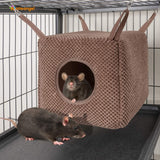 Niteangel Ferret Cozy Swing Hammock - Hanging Beds for Ferrets Rats Chinchilla Sugar Gliders or Other Small Animals (Chocolate)