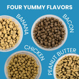 Marshall Bandits Ferret Treats Variety Pack – 4 x 3 oz Each – Chicken, Banana, Bacon & Peanut Butter Flavors – Includes 2 Squeaky Toys for Enrichment & Fun