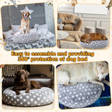 Youyole Large Washable Round Dog Bed Cover Replacement Waterproof 45 x 45 x 11 in Round Donut Bed Cover for Dog Soft Gray Pet Beds Protector Sheet with Lovely Star Print for Donut Beds & Pet Couch