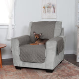 Furhaven Water-Resistant & Reversible Chair Cover Protector for Dogs, Cats, & Children - Two-Tone Pinsonic Quilted Living Room Furniture Cover - Gray/Mist, Chair