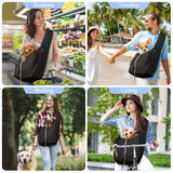Creproly Dog Carrier Sling, Dog Carriers for Small Dogs & Cats with Pockets, Puppy Carrier Sling 15 lbs Machine Washable, Adjustable Shoulder Strap, Hands Free for Family Outdoor Use (Black)