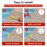 GarveeLife Pool Handrail, 55"x32" Pool Railings for Inground Pools, Swimming Pool Safety Handrails 375lbs Load Capacity, 304 Stainless Steel Pool Stair Rail with Grip Cover, Quick Mount Base Plate