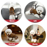 WOYYHO Girl Dog Sweater Dress with Bowtie Turtleneck Small Dogs Sweater with Leash Hole, Knitted Small Dog Sweaters Dress Puppy Winter Clothes for Yorkies Chihuahua (S, Brown)