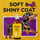 PetMade Omega 3 Fish Oil for Dogs Skin and Coat - Wild Alaskan Pollock Oil for Itchy Skin- Omega 3 Fatty Acids for Dogs - Liquid EPA & DHA Supplements - with Zinc, Vitamin C, B2, B7 & E - 16 Fl Oz
