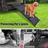 GaliGali Dog Ramp for Car, Portable Folding Pet Stair Ramp with Non-Slip Carpet, 62" Long & 19.7" Wide, Wider Dog Ramp Allow Medium to Large Dog Up to 250 lbs to Enter Car SUV Truck NO.GALILVTI160