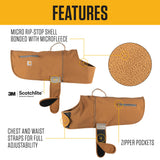 Carhartt Quick Duck Fleece Lined Dog Jac, Water-Repellent Dog Vest, Carhartt Brown, Large