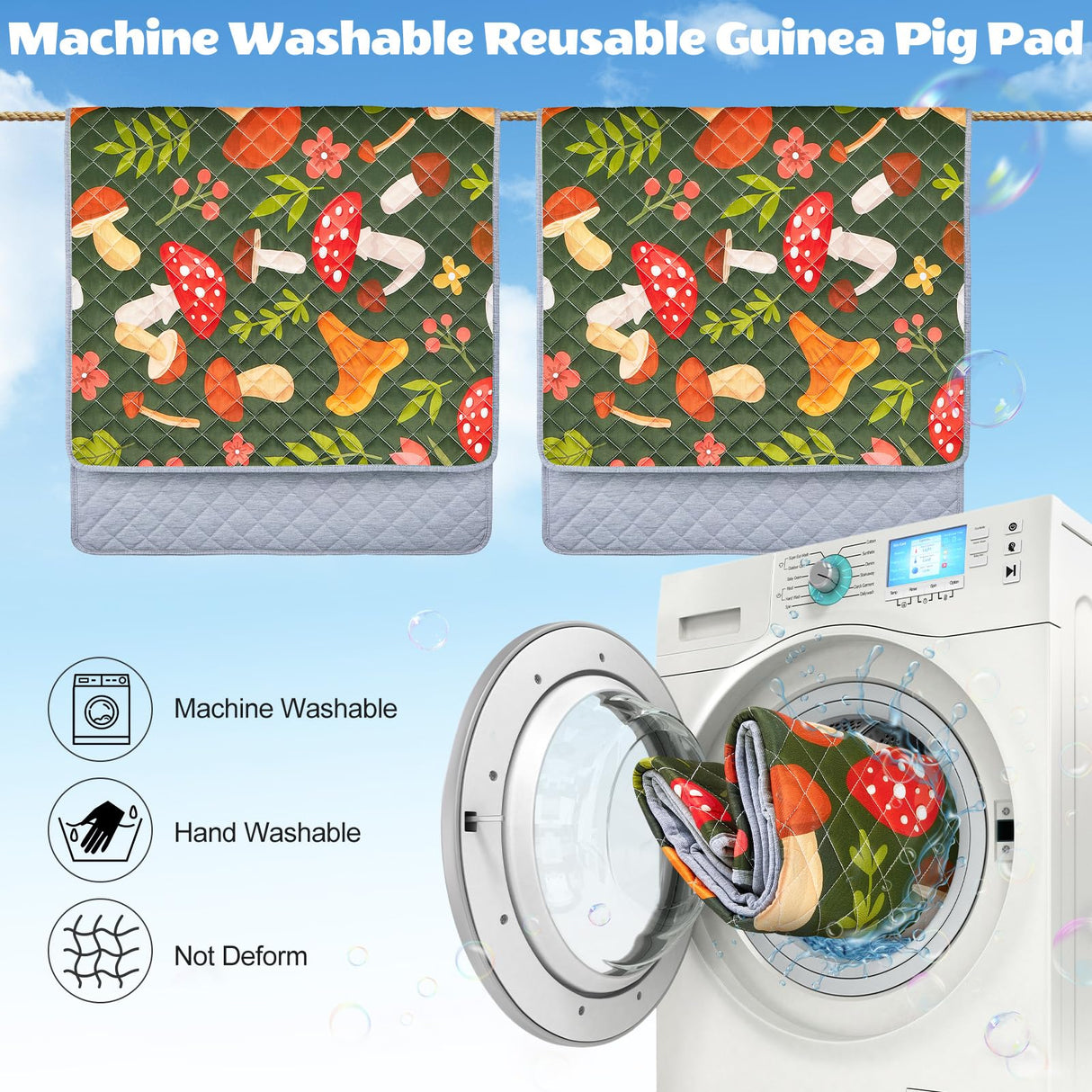 2 Pack Guinea Pig Bedding, Washable Guinea Pig Cage Liner Reusable Guinea Pig Mat Waterproof Guinea Pig Bedding for Cage, Super Absorbant Guinea Pig Pee Pads for Small Animals Hamster Rabbit Squirrel