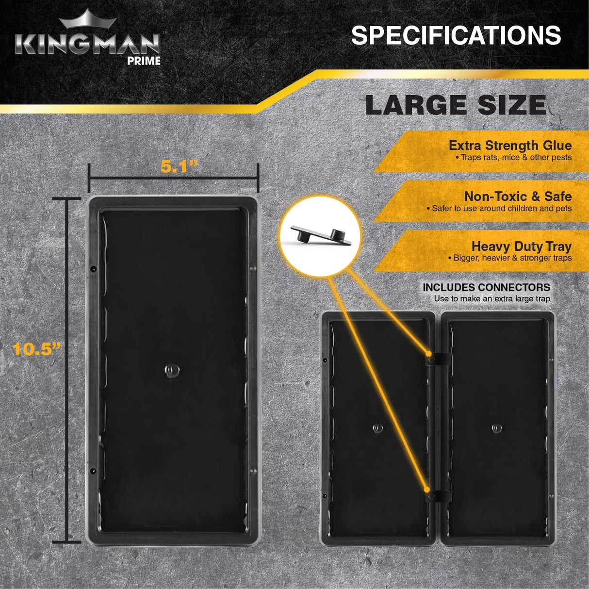KINGMAN PRIME Mouse Trap Rat Trap Glue Trap/Board (Large Size) (2 Pack / 4 Traps) Rodent Trap Safe Easy Non-Toxic with Connectors