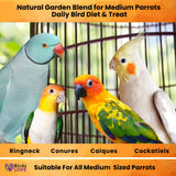 Birds LOVE All Natural Garden Blend Bird Food for Medium Birds - Cockatiels, Green Cheek Conures, Ringneck Parakeets and Small Quakers 2lb