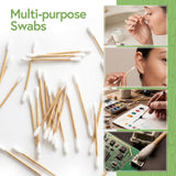 100% Bamboo Cotton Ear Swabs (200-Pack) | Double Tipped Ear Cotton Buds for Beauty & Personal Care | FSC Certified & Hypoallergenic | Suitable for All Ages & Pets | Biodegradable & Disposable