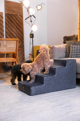 Noah & Paw Dog Stairs, Dog Ramp for Bed (17" Extra Wide) Pet Stairs for High Bed, Design to Fit Small and Large Breeds, Durable 4 Pet Steps for Couch (35 Foam Density) Leather Collection