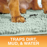 Neater Pets Muddy Paws Dog Door Mat 24” x 17” – Super Absorbent & Quick-Dry Chenille Doormat for Trapping Dirt, Water, Mud - Non-Slip & Machine Washable Pet Rugs for Entryway, Indoor Mud Mats, Green