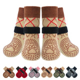 BEAUTYZOO 6PCS Dog Socks to Prevent Licking Paws, Anti Slip Dog Shoes for Hot Pavement Hardwood Floors, Traction Control Toe Grips Boots & Paw Protectors for Small Medium Large Senior Dogs, Khaki XL