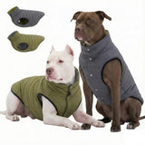 LovinPet Reversible Dog Puffer Coat for Medium & Large Dogs, Down‑Insulated Winter Jacket, Water‑Resistant & Wind‑Resistant, Anti‑Static, Dual-Sided Dark Green & Grey for Cold Weather,2XL