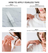 Fearless Tape - Double Sided for Clothing Body & Dresses (50 Strips) | Clear Fabric Tape for Clothes Skin | Adhesive Body Tape All Day Hold