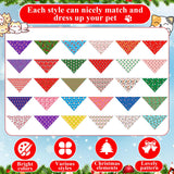 Sanwuta 120 Pcs Christmas Dog Bandanas Bulk Xmas Bandanas for Dogs Triangle Kerchief Bibs Scarf Set for Pet Christmas Costume Photo Props Accessories Pet Shops Grooming, 30 Styles