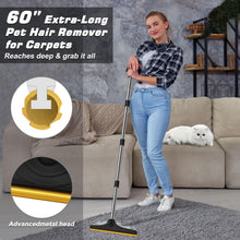 Load image into Gallery viewer, B-Land Carpet Rake for Pet Hair Removal, Reusable Pet Hair Remover with 60” Adjustable Long Handle, Carpet Scraper Dog Cat Hair Remover Tool for Rugs, Mats
