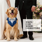 AVERYDAY Dog Tuxedo Bandana Collar for Wedding Outfit, Dog Tux Costume with Bowtie, Pet Harness with Leash Ring for Birthday Party Christmas, Formal Wear Suit and Tie for Small Medium Large Breeds