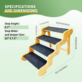Dog Steps for Bed,Dog Stairs for Large & Oldder Dogs,Bamboo Pet Stairs for High Beds Cars Couch,Stable & Sturdy Can Supports Pet Up to 160 Lbs,4-Steps 20" High