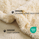 gogobunny Waterproof Dog Blanket for Couch & Furniture Protection - Super Soft Reversible Throw for Large Dogs & Cats, Calming Washable Fur & Sherpa Pet Blanket (25x35 Inch, Beige)