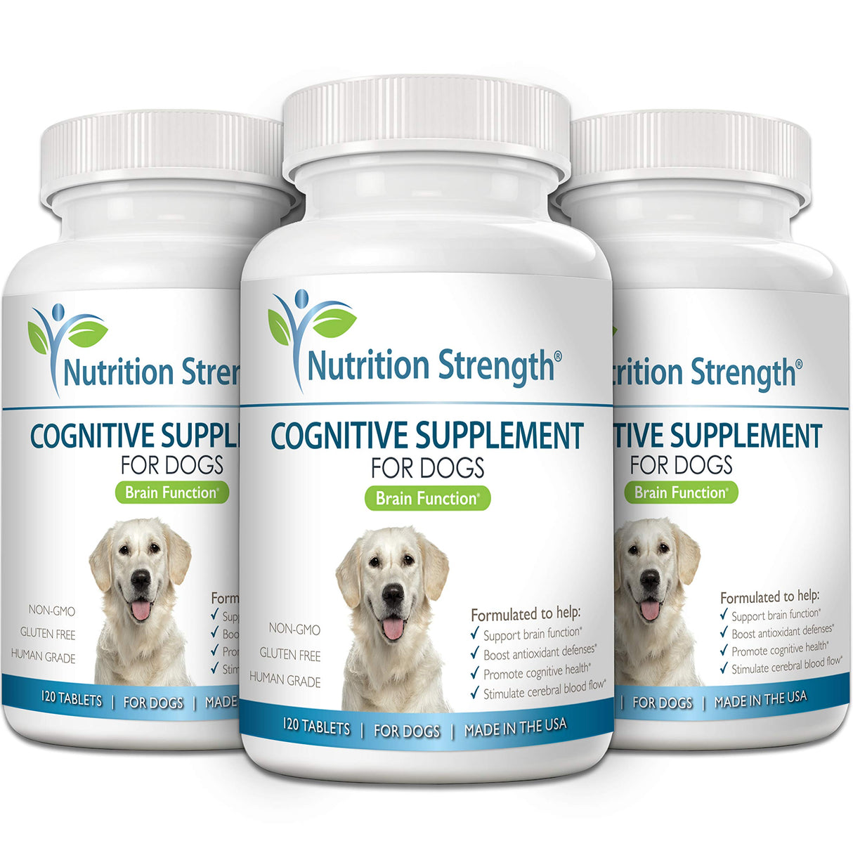 Nutrition Strength Cognitive Support for Dogs, Promotes Dog Brain Health, Mental Support Supplement for Cognitive Difficulties, 120 Chewable Tablets
