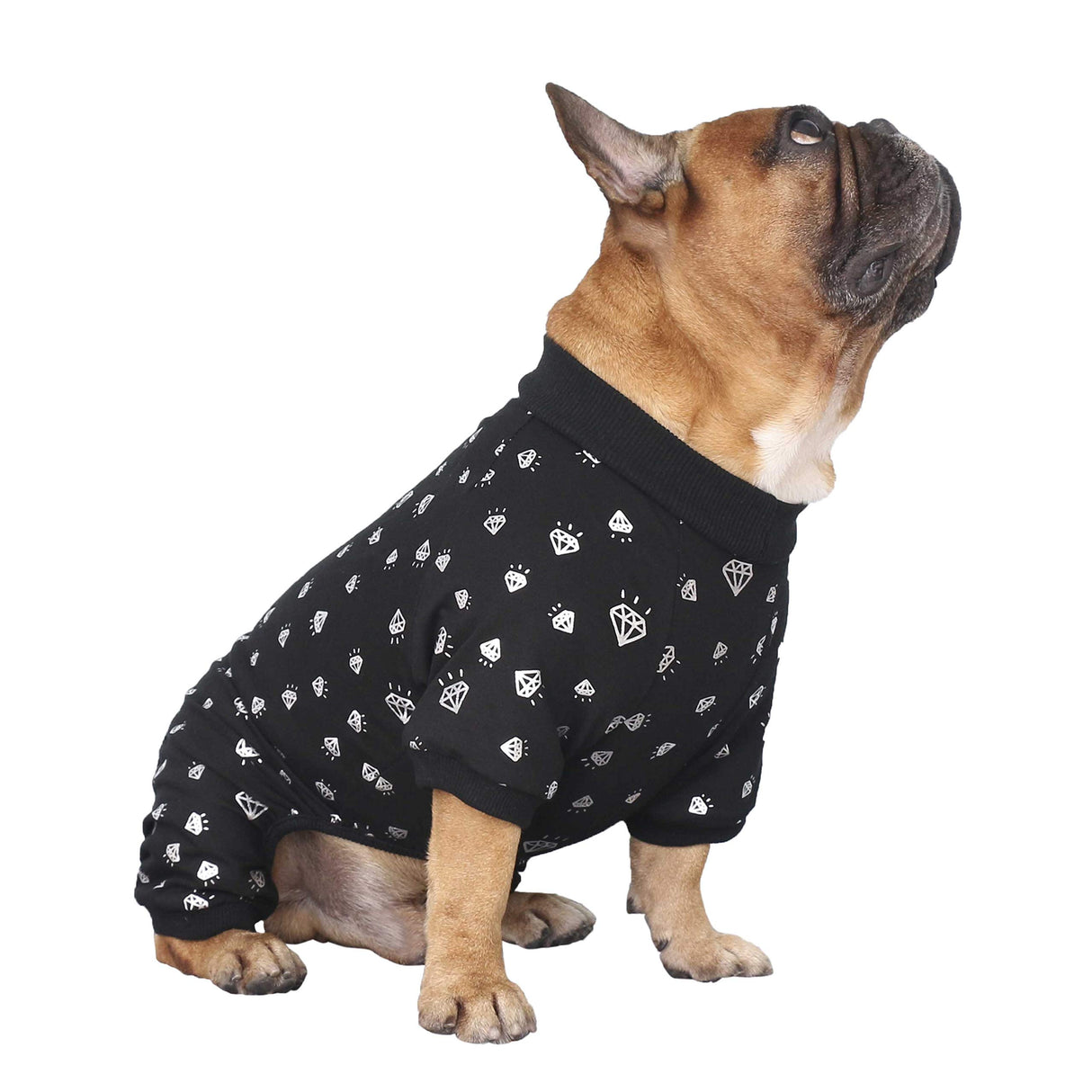 iChoue English Bulldog Pajamas Onesie Suit PJS Bodysuits for Medium Dogs Large French Frenchie Pug Pitbull Boston Terrier - Black Diamond, XXL
