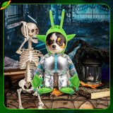 Huhumy Green Alien Costume for Small Dog, Medium Dog Halloween Astronaut Outfits Alien Pet Costume Cute Hooded with Reflective Outfits for Puppy Kitten Halloween Cosplay Party(M)