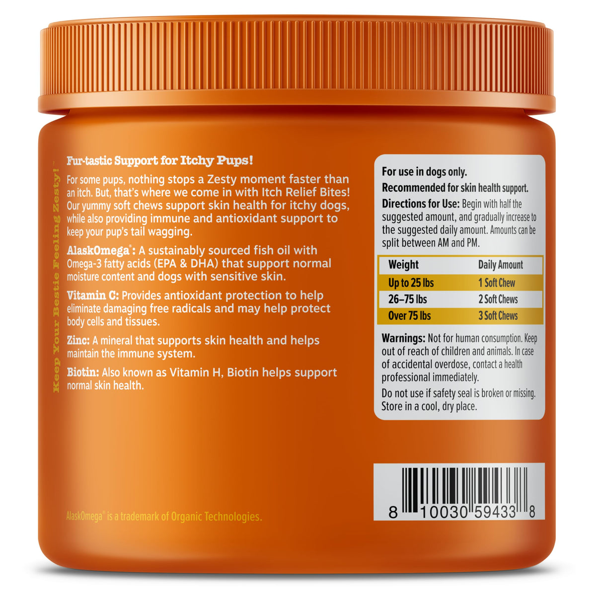 Zesty Paws Itch Relief for Dogs - Chews for Itching Skin & Coat - Omega-3 Fish Oil with EPA & DHA - Dog Allergy Relief Chews Supplement - Vitamin C & E Antioxidant Support - Chicken Flavor - 90 Count