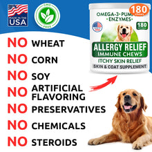Load image into Gallery viewer, BARK&amp;SPARK Dog Allergy Relief Chews (180 Immune Treats) - Anti-Itch Skin &amp; Coat Supplement - Omega 3 Fish Oil - Itchy Skin Relief Treatment Pills - Itching&amp;Paw Licking - Dry Skin &amp; Hot Spots -Chicken

