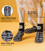 Purrzone 6 Pcs Non-Slip Dog Socks with Cute Bone Paw Grips Indoor Dog Socks for Hardwood Floors, Booties for Hot Pavement, Socks for Winter Snow, Paw Protector Socks (Modern Grey, Small)