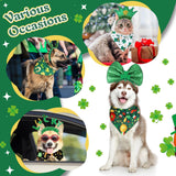 Wavwavw 18 Pcs St Patricks Day Dog Headband Green Shamrock Dog Bandanas Costume Buffalo Plaid Triangle Pet Scarf Adjustable Head Bopper Holiday Pet Costume Accessories for Dogs Puppy Cats Outfit Decor
