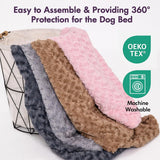 Faux Fur Dog Bed Covers – Ultra Soft Rose Velvet, Removable & Washable, Cozy & Durable,Large Pet Bed Cover Only (No Filling) – Gray, (Cloud Coffee Brown, 44" L x 32" W x 4.5" Th)