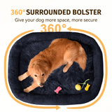 Orthopedic Waterproof Large Dog Bed: Memory Foam Washable Dog Bed with Bolsters - XXL Orthopedic Removable Cover for Medium Large Sized Pet - Non-Slip Bottom - Navy