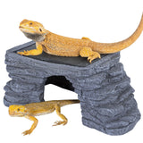 REPTI ZOO Large Bearded Dragon Basking Platform, 12.5x7x5 inch Gecko Hide Cave with Heat Storage Slate Stone, Reptile Basking Rock Climing Hideout for Leopard Crested Gecko Lizard Turtle