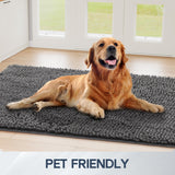 Futurwit Dog Door Mat for Muddy Paws, 72" x 36" Chenille Absorbent Front Door Mat Inside, Large Runner Mud Mat for Dogs, Trap Dirt Washable Non Slip Outdoor Indoor Entrance Doormats, Grey