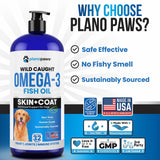 Omega 3 Fish Oil for Dogs - Better Than Salmon Oil - Dog Fish Oil Supplement to Reduce Shedding & Itching - Supports Joints, Brain, and Heart Health - Skin and Coat Supplement - Liquid Fish Oil
