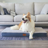 Sunheir Orthopedic Dog Bed for Large Dogs - Big Waterproof Dog Crate Bed with Removable Washable Cover, Egg Crate Foam Support, Anti-Slip Bottom, Deluxe Plush Pet Bed Mat (Grey)