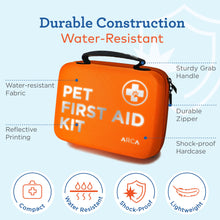 Load image into Gallery viewer, ARCA PET Cat &amp; Dog First Aid Kit for Car - Pet Emergency Kit for Home Office Travel – Dog Camping Essentials with Digital Thermometer, Muzzle &amp; Mini First Aid Pouch
