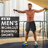 NIMOJIRO Men's 2 in 1 Running Shorts Workout Athletic Shorts Outdoor Sports with Liner Lightweight Training Yoga Gym Shorts with Phone Pockets Dark Gray