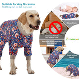 LovinPet Pit Bull Pajamas Large Dogs PJS - Tiger Garden Blue and Pink Print/Lightweight Stretchy Knit Big Dog Pullover Jammies, Large Breed Dog Pajamas, Pet PJ's/XXL