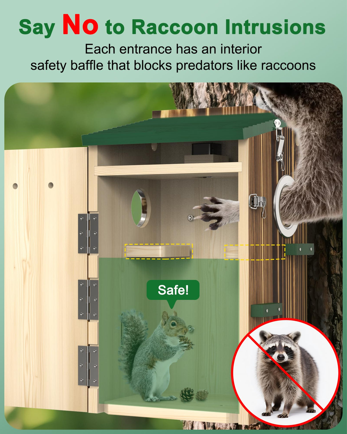 KinetCam Smart Squirrel Box with Camera,Predator-Proof,2K HD Wi-Fi Pet Watching Cam for Squirrel House, Auto Detect & Notify, Night Vision, APP Control, Squirrels Houses for Outside Nesting