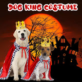 GOYOSWA Dog King Costume, Dog Halloween Costumes King Cloak and Crown Set Funny King Prince Costume for Small Medium Large Dogs (Small)