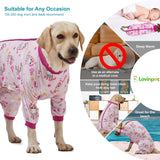 LovinPet Dog Onesies for Large Dogs, Lightweight Stretch Knit, Unicorn Rose Pink Print/Post Surgery Shirt/UV Protection, Pet Anxiety Relief, Wound Care for Large Dog Onesies/L