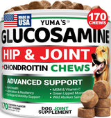 YUMA'S Glucosamine for Dogs - Hip and Joint Supplement for Dogs - 170 Ct - Glucosamine Chondroitin Chews - Joint Pain Relief Supplement with MSM - Advanced Health - Mobility Support - Made in USA