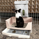 Oleisert Large Rabbit Litter Box Bunny Litter Box, Potty Training for Rabbits Litter Pan with Drawer, Rabbit Bedding Toilet for Adult Guinea Pig, Ferret, Bunny and Other Animals (Brown)